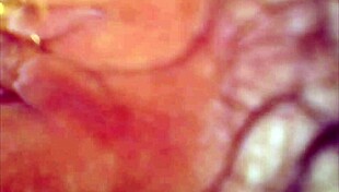 real pussy contractions during orgasm, sperm swirling in juicy depths under microscope