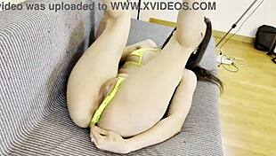 Horny Wife's Lingerie Tease with Skinny Tattoo Curves