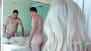 Blondie teen gets caught sneaking then takes dilf cock deep