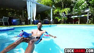 bold cuckold husband pounds wife's pussy with monster black cock