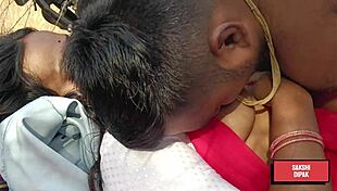 indian horny couple screams passion in outdoor forest fuck behind trees cuckold tease