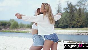 Kate Great Strips Petite Russian Lesbian GF Outdoors