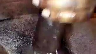 Homemade Ebony Handjob Milks Big Black Cock Cumshot