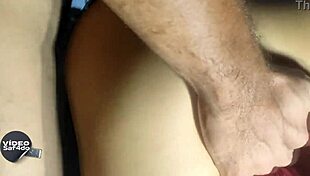 Behind scenes married woman spreads tight pussy bareback for husband's friend on camera