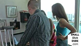 Femdom Teens Jerk And Mock Tiny Cock In Humiliating 3some Handjob