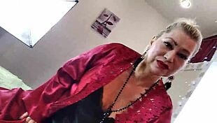 Mature Slut Wife Satin Negligee Ponytail Sucks Dick Deep