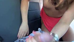 sexy brunette flashes huge tits then gets pounded hard in public car for cash reality style