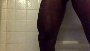 shower strokes got me stroking that big black cock monster hard 😩💦 homemade ebony solo