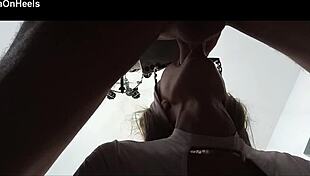 milf swallows huge load after quickie blowjob explosion