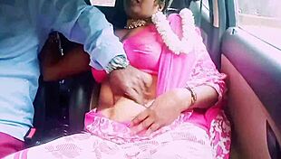 Indian housewife sneaks car sex with boyfriend's dirty Telugu whispers