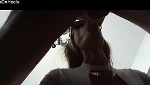 milf swallows huge load after quickie blowjob explosion