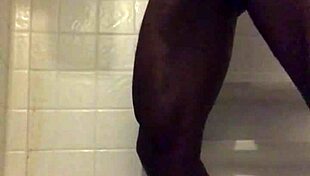 shower strokes got me stroking that big black cock monster hard 😩💦 homemade ebony solo