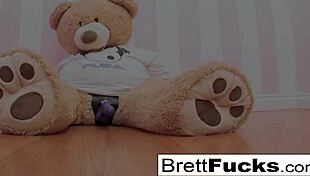 omg busty brett rossi grabs that stuffed bear strap-on and fucks her pussy so deep