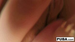 abigail shaves her smooth pussy during steamy shower solo