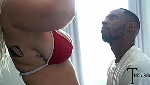 Tatted Blonde Chokes on Massive BBC Deepthroat Face Fuck