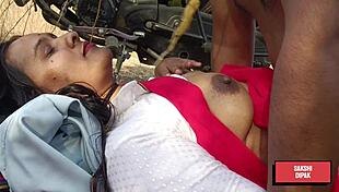 indian horny couple screams passion in outdoor forest fuck behind trees cuckold tease