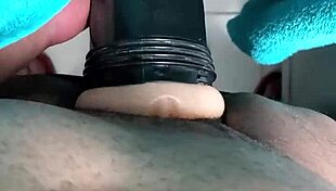 mysterious black cock pounds fleshlight right after cold shower tease