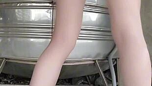 Ting Xuan pees outdoors into anal tease outdoors