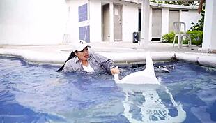 boss pulls me from pool bends me over for wild outdoor cowgirl fuck with laluceroficial