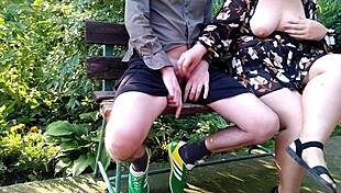 my horny mother-in-law flashes her huge natural breasts outdoors