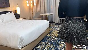 Petite teen twerks her ass on 13-inch black cock in bedroom pov.