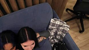 Guy sneaks remote control vibe into bedroom secretly fucking big ass asian lesbians deepthroat creampie orgy