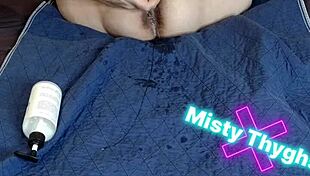 Chubby BBW stepmom squirts wildly on fat dildo toys