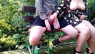 my horny mother-in-law flashes her huge natural breasts outdoors