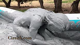 Ciren V Covers Herself in Messy Clay Pool Sploshing