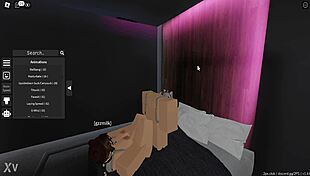 Girlfriend's teasing footjob session right in roblox game play