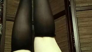 homemade amateur solo pantyhose tease with petite lingerie stockings and natural look