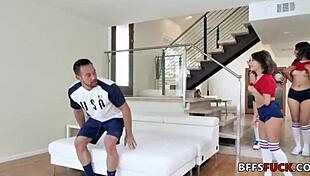 soccer fan bangs pornstars in creampie gangbang suck fest lottery win