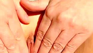 uhh sexy mature fingers spreads her bald wet cunt close up