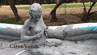 Ciren V Covers Herself in Messy Clay Pool Sploshing
