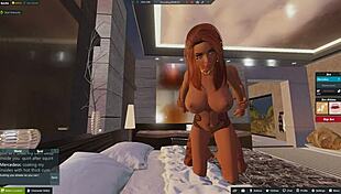 Mercedes bends over big tits out as buck creampies her fuck toy holes with monster cock