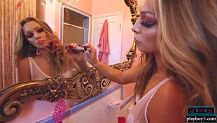 BIG ASS BLONDE PLAYBOY MODEL AUBREY DESTREMPS STRIPS NUDE LINGERIE