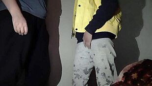 stepmom sneaks peeks while i masturbate then joins for hot lesbian orgasm sex