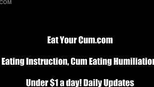 open wide slave 😈 eat every drop of your cum for mistress cei! 💦