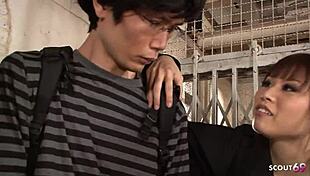 Three japanese petite asian girls seduce shy virgin small cock first time femdom suck lick uncensored jav 4some