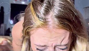 as bedtime approached my blonde stepsister knelt down for her sloppy blowjob