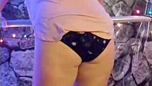 hotwife steffi's huge pussy lips dance dirty in lingerie tease!!