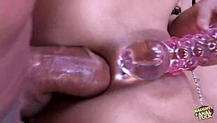 racy alt babe crams dildos while ass gets plowed for dp thrills 🍆🍑