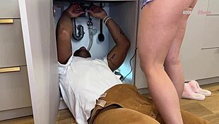 that slutty wife takes black plumber's huge cock deep