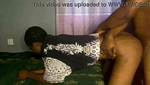 Curvy ebony babe bent over takes hard doggystyle pounding from behind