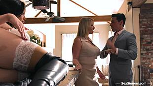 chloe surreal dives deep to convert wife with tongue on shaved pussy