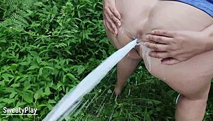 Chubby Milf's Big Ass Endures Public Park Anal Enema Gaping