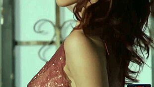 Petite Redhead Sabina Rouge Strips Lingerie Posing Shaved Pussy