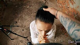 pov long haired teen facefucked deep in abandoned building by huge cock