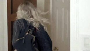 Nervous tiny blonde teen loses virginity to older guy's monster cock on camera