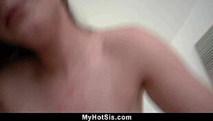 stepsister REVEALS her SHAVED PUSSY to horny stepbro eager for SEX